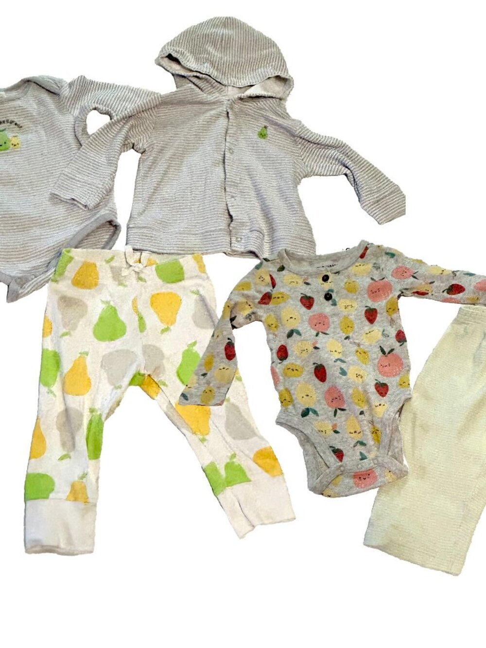 6-12 month Baby Toddler clothes 5 pieces! Pears and Fruit New and Like New